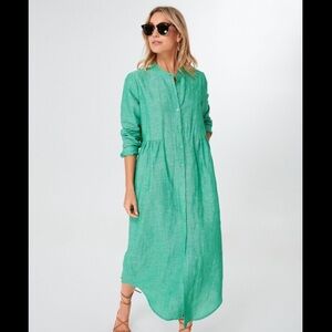 Tuckernuck Pomander Place Lydell Sea Green Linen Midi Dress (Worn Once)
